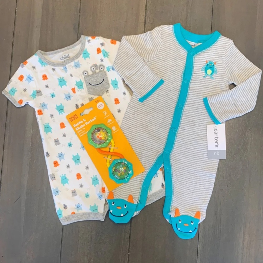 NWT 3 Piece Baby Boy Monster Bundle Set